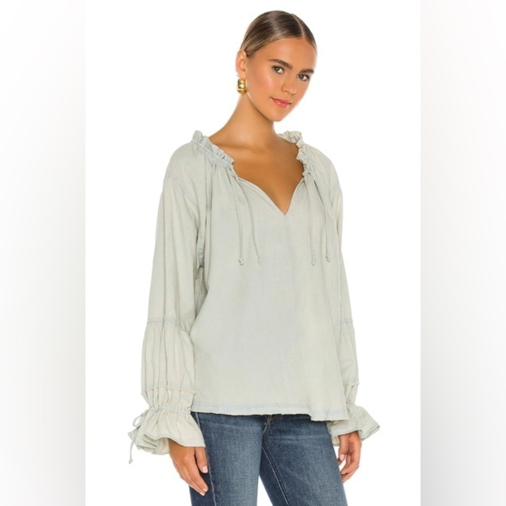 We the Free Women’s Alpine Denim Shirt Pale Blue Size Medium